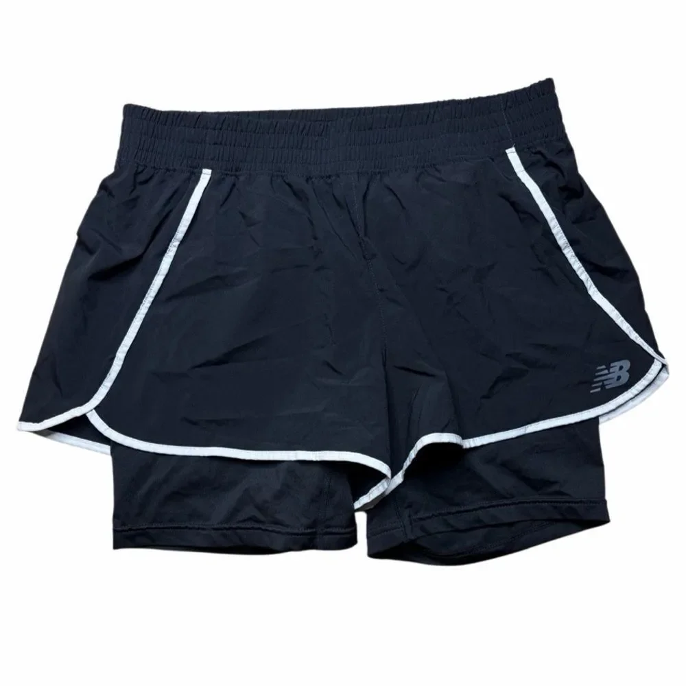 New Balance Black Running Shorts with White Trim MEDIUM - Picture 2 of 3